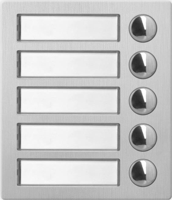 Videx 4845/M Tlačítkový modul série 4000, 5 tlačítek, broušená nerez